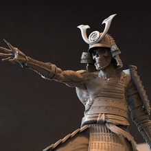 death samurai art skeleton warrior mimiature 3dprint figure kit statue 3d print model - Mito3D