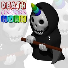 Morte unicorno corno arte cranio ragazzo giocattolo cartone animato arcobaleno contento ornamento 3d print model - Mito3D
