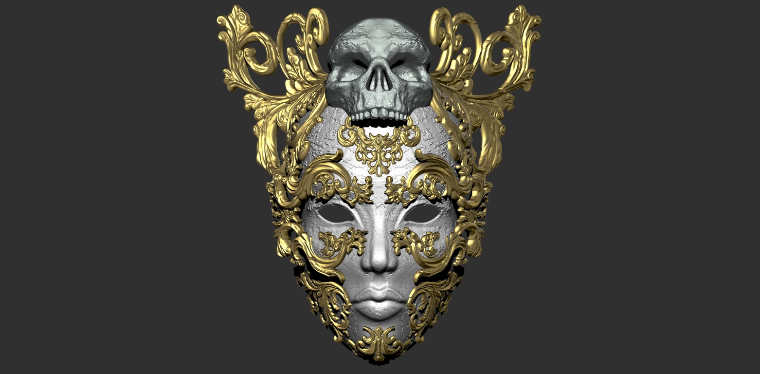 death valkyrie masquerade mask gothic baroque skull 3d printed cosplay halloween intricate detailed stl file diy costume sovereign regal decorative high-resolution 3D print model - Mito3D