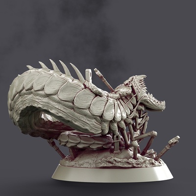 death worm creature monster graveyard tabletop horror dark scary miniature 3d print model - Mito3D