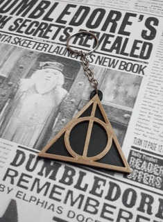 deathly hallows key ring harry potter keychain hogwarts 2 colors fan art gift toy relics death 3d print model - Mito3D