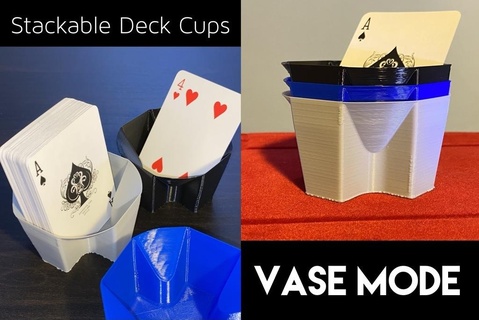 deck cup - stackable full card holder vase mode fast printing cards stand playing container toy game toys playset accessories 3d print model - Mito3D