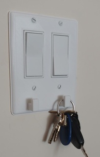 decora double switch plate key hooks hook switchplate organization 3d print model - Mito3D