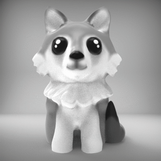 decorazione - loup chibi art deco la il fai da te kawaii carino lupo 3D print model - Mito3D