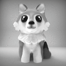 décoration - loup chibi art déco de la le bricolage kawaii mignon wolf 3d print model - Mito3D