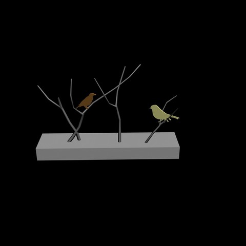 Dekoration Vögel Kunst Wand Malerei Holz natura Zweig Baum home 3D print model - Mito3D