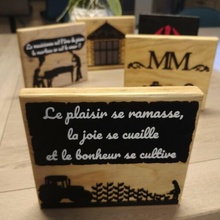 decoration stuck happiness cultivated wall wood board paste quote pleasure joy picks up pick cultivates field plant water tractor 3d print model - Mito3D