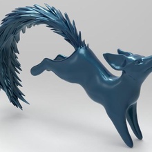 decorative alebrije fox jumping art animal ornament wolf pet dog 3d print model - Mito3D
