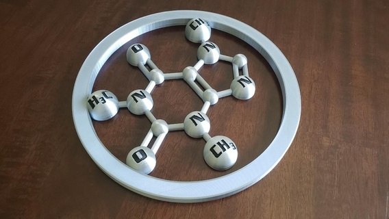 decorativo caffeina molecola caffeina caffè decorazione decorativo molecola arte 3d print model - Mito3D