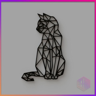 dekoratif geometrik kedi kedi geometrik duvar dekorasyon ev ofis geometrik hayvanlar 3d print model - Mito3D