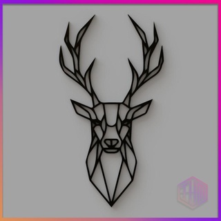 decorative geometric deer 2 deer geometric wall decoration home office geometric animals  3d print model - Mito3D
