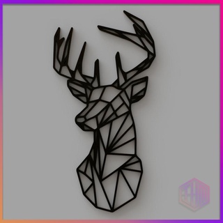 decorative geometric deer deer geometric decoration home wall decoration geometric animals  3d print model - Mito3D
