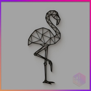 dekoratif geometrik flamingo flamenko duvar dekorasyon ev ofis hayvanlar 3d print model - Mito3D
