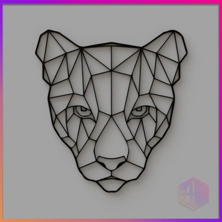decorative geometric jaguar wall decoration home office animals 3d print model - Mito3D