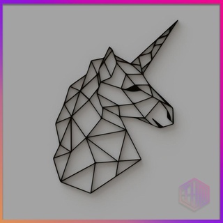 decorative geometric unicorn wall decoration home office animals 3d print model - Mito3D