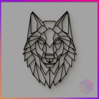 decorative geometric wolf decoration home office wall animals 3d print model - Mito3D