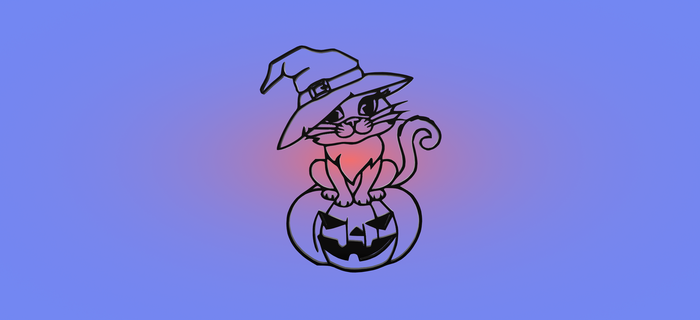 decorative mural cat halloween witch pumpkin 3d print model - Mito3D