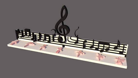 decorative music score piano musics decoration dancers 3d print model - Mito3D