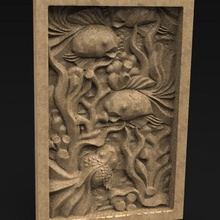 painel decorativo de peixe modelo 3d a arte escultura decoração deorative o natureza plantas stl socorro cnc 3dprint printable esculpido madeira clássico barroco modelagem 3d print model - Mito3D