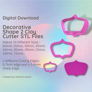 decorative shape 2 clay cutter - stl digital file download- 10 sizes versions earring polymer geometric embossed hexagon utterlycutterly utterly cutterly cookie fondant organic indie fashion 3d print model - Mito3D