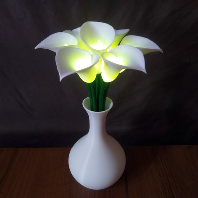 decorative table lamp calla lily flower home zantedeschia led vase electric 3d print model - Mito3D