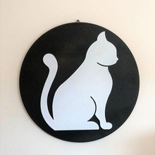 decorative wall plaque cat decoration interior design plate animal two-tone room hang art wall-art 3d print model - Mito3D