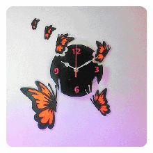 decorative watch home embellishment clock wall butterfly decoration horloge mahjong papillon art 3d print model - Mito3D