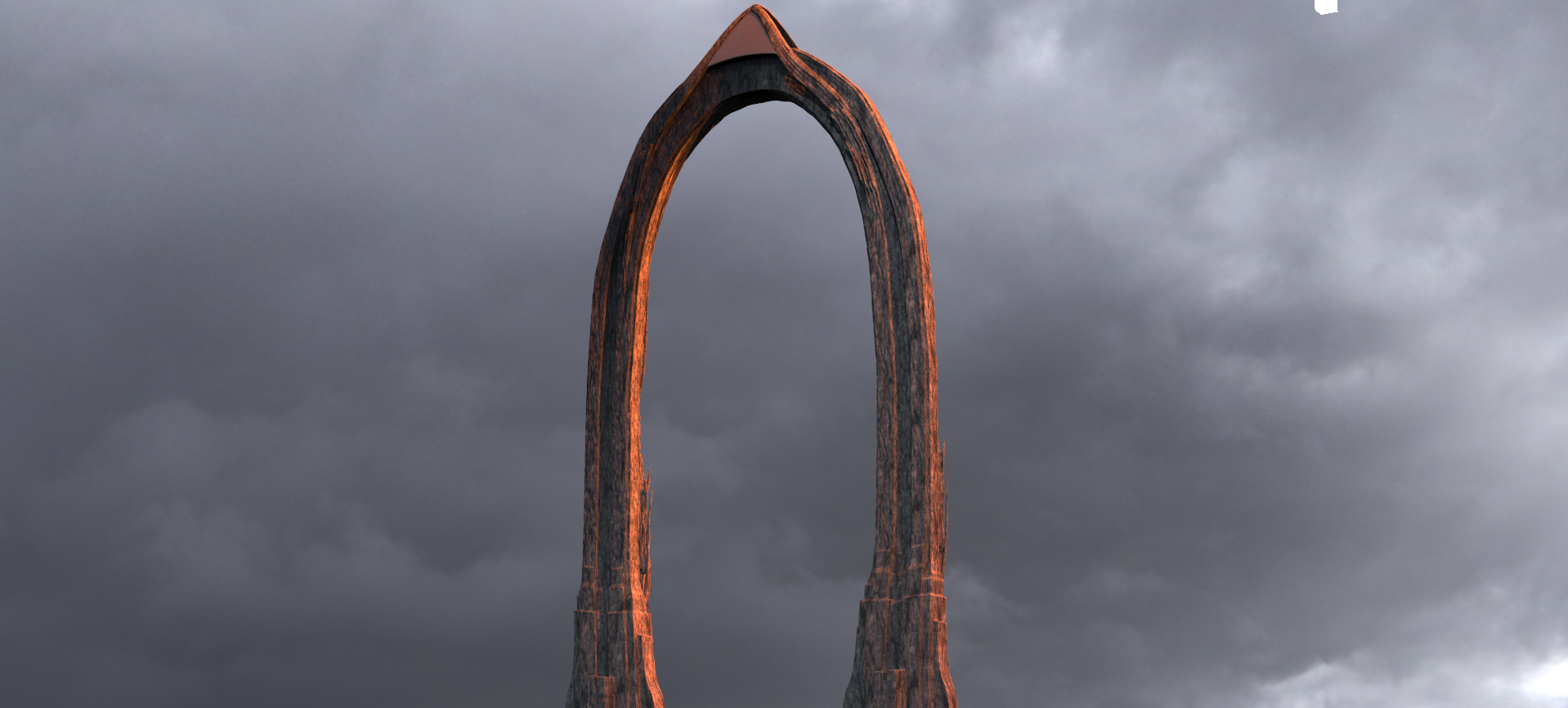 profundo profundidades arco 1 portões inferno estátua escultura demônio criatura cão caça satanás fera arquitetura construção cadáver iluminati pedra kitbash arquitetônico dante exterior panorama 3D print model - Mito3D