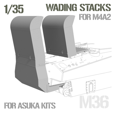 deep wading stacks m4a2 1 35 scale model 1-35 sherman tank ww2 us allied asuka tasca armor 3d print model - Mito3D