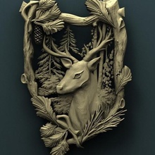 deer art cnc panno relief carved 3d stl model