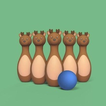 deer bowling game cute sculpture animal toy art miniatures cartoon play strike pin 3d print model - Mito3D