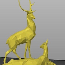 cerf couple poly animal lowpoly art décor sculpture 3d print model - Mito3D
