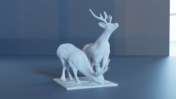 deer couple stl stag elk moose animal miniature tabletop antelope antlers 3d print model - Mito3D