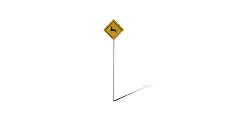 ciervo cruce tráfico firmar tablero ciudad city assets juego game toy art lugares props escena arquitectura escuela politécnica traffic sign road signage management safety deer crossing board 3d print model - Mito3D