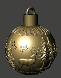 deer decor christmas ornament ball tree xmas seasonal winter 3d print model - Mito3D
