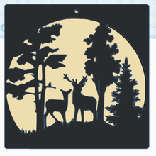 deer moonlight art silhouette decoration wall stag engraving 3d print model - Mito3D