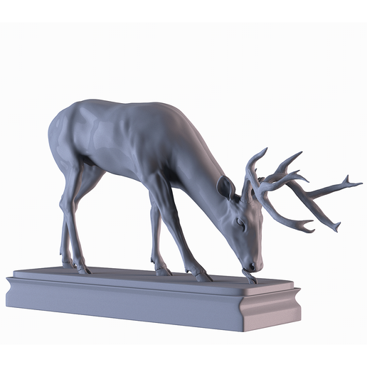 deer eating statue sculpture decor 3D print model - Mito3D