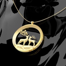 deer family pendant jewelry gold printable jewel jewellery love luxury shining sterling perpetual engagem vintag statue sculpture necklace medallion animal 3d print model - Mito3D