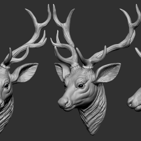 veado head art sculptures hunt antler bust animal hunting antlers horn statue elk trophy mammal decoration architectural furniture houses 3D print model - Mito3D