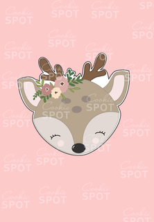 deer head cookie cutter deer head cookie cutter woodland flowers  3d print model - Mito3D