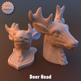 cervo testa decorazione 2 versioni parete ornamento In piedi animale boschi endler fauna selvatica caccia secchio 3d print model - Mito3D
