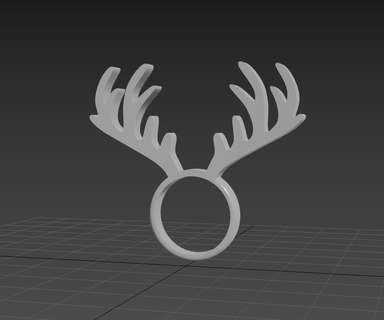ciervo cabeza anillo 3d impresión modelo stl joyería joya 3d print model - Mito3D