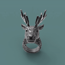 veado anel 3 sizes joalheria natureza senhores arte cara argolas deer jewelery gents ring 3d print model - Mito3D
