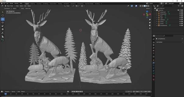 geyik karaca manzara 3d taramak Sanat vahşi hayvanlar 3d print model - Mito3D