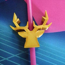 deer stag straw topper  antlers cervid cup deer household kitchen reindeer straw strawtopper kitchen dining 3d print model - Mito3D