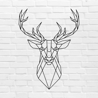 deer wall decoration child deco decor line art item wallpaper modern design origami 3d print model - Mito3D