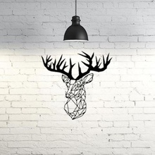 deer wall sculpture 2d art animal decoration geometric geometry home lowpoly low poly 3d print model - Mito3D