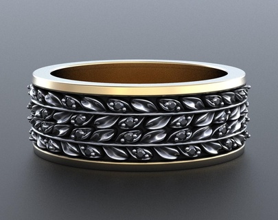 narin düğün yüzük yapraklar elmaslar 341 3dprinted tasarım moda altın mücevher takı Yazdır yazdırılabilir baskı prototip oluşturma yüzükler gümüş 3d print model - Mito3D