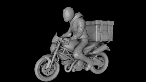 delivery b ornament motorcycle transportation moped travel mailing character model layout scenario scene diorama 3d print model - Mito3D