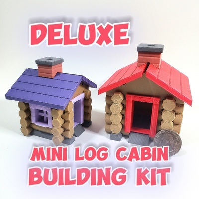 deluxe miniature log cabin building kit parts included classic novelty toy mini fun nostalgia childhood wooden toys logs stackable build learn kids desktop games 3d print model - Mito3D